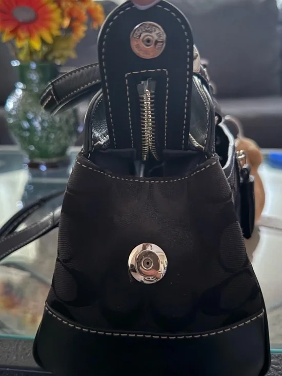 Coach Black Signature Satchel (or Boston Bag - Picture 10 of 12